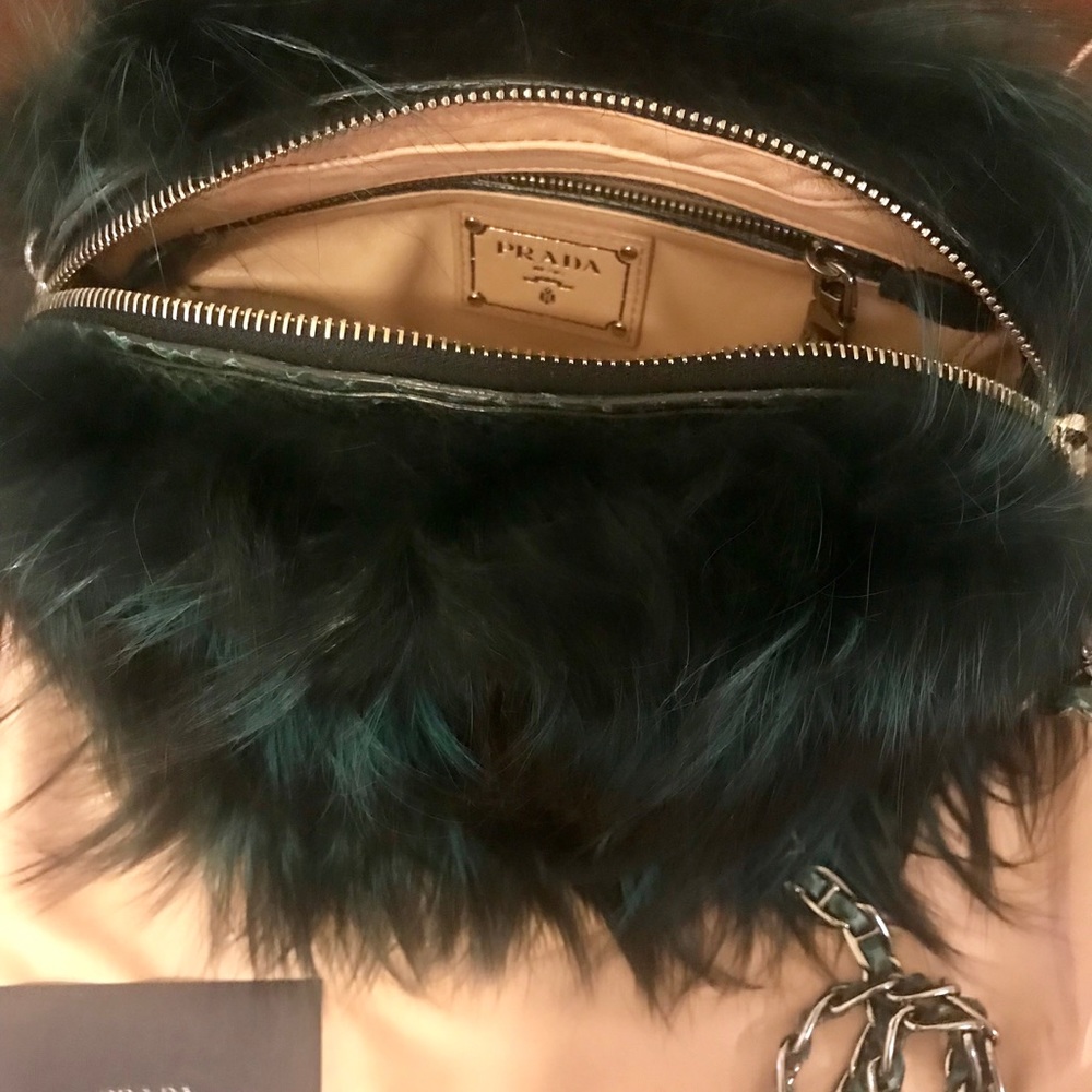Prada Fox Fur And Python Trim Handbag - image 4